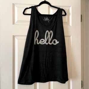 Hello Merch tank top in charcoal